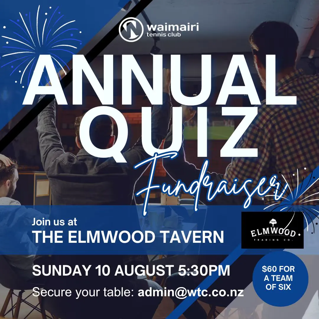 Annual WTC quiz night fundraiser poster